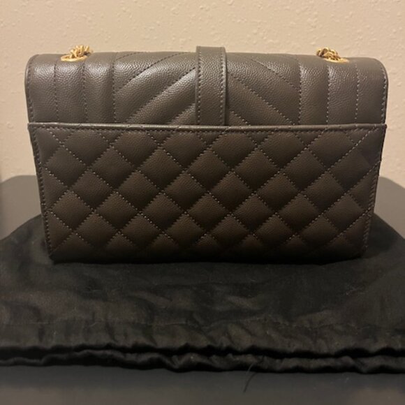 Saint Laurent Envelope Triquilt Small YSL Shoulder Bag in Grained Leather - Picture 8 of 11